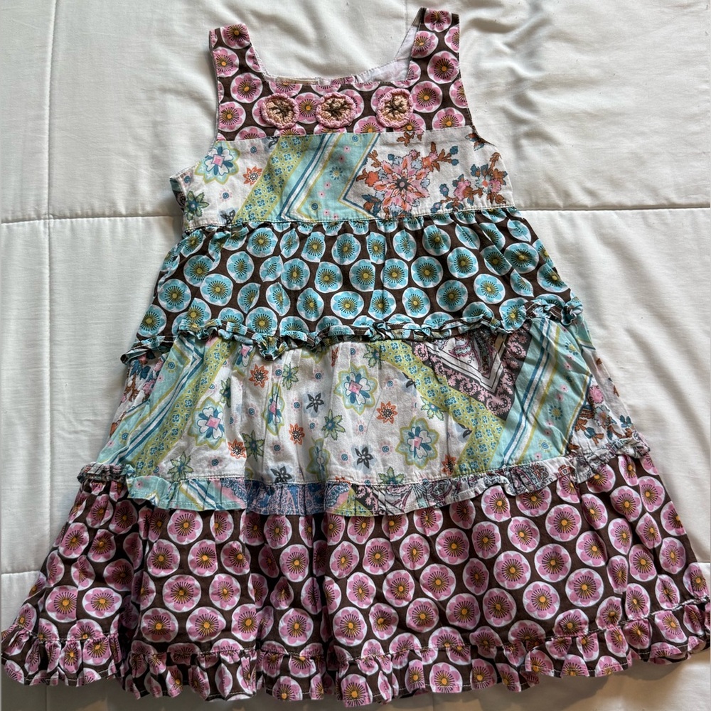 Mimi & Maggie Girls Floral Patchwork Tiered Dress - MISSING BUTTON